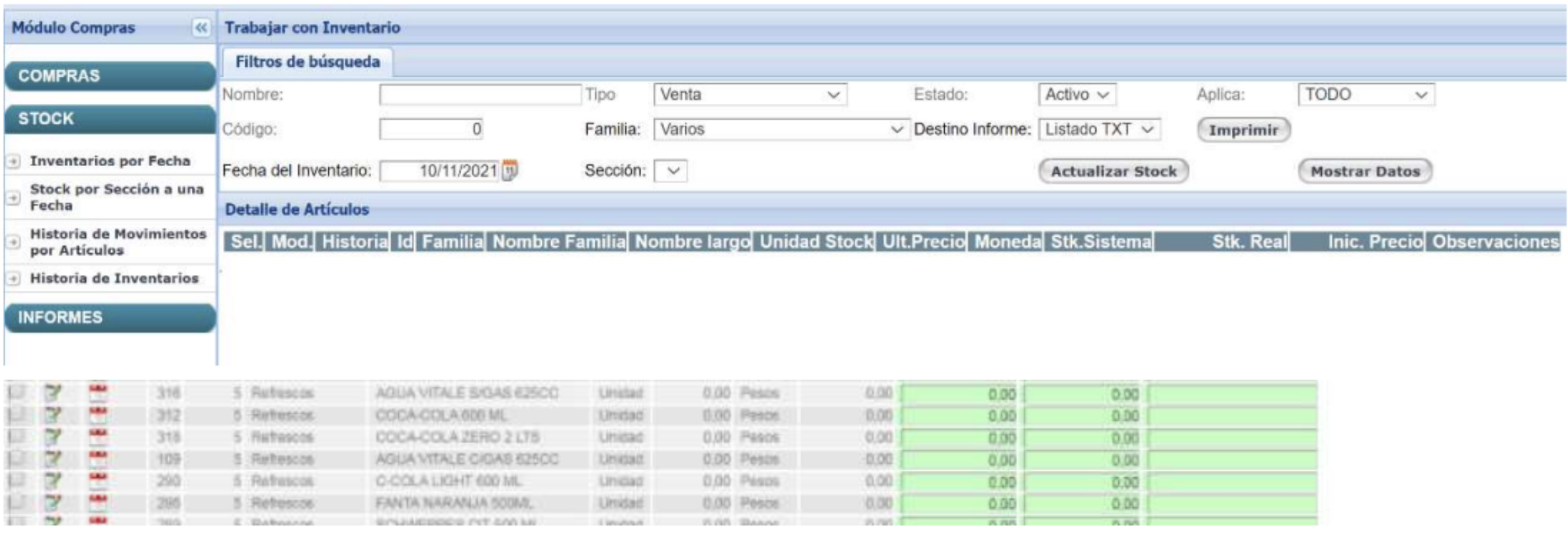 Inventarios por Fecha