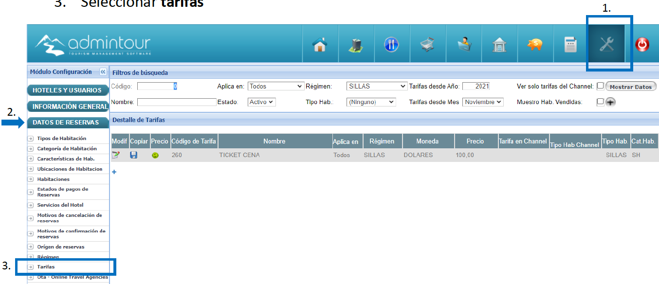 Cambiar precios de una tarifa